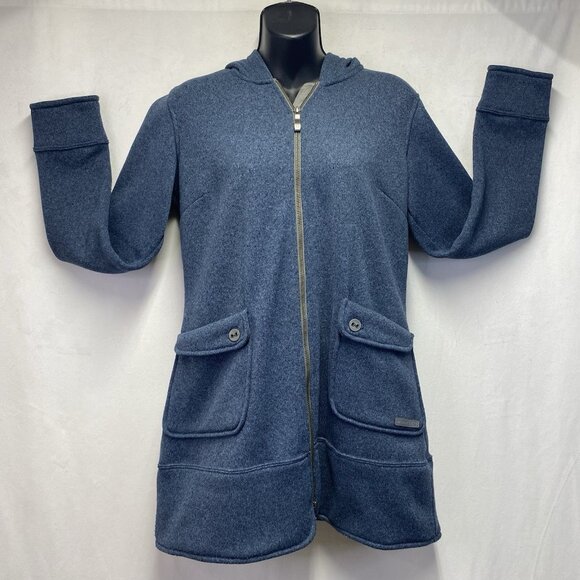 Merrell Delilah Full Zip Fleece Hooded Sweater Jacket Women Size Medium Blue - Picture 1 of 15
